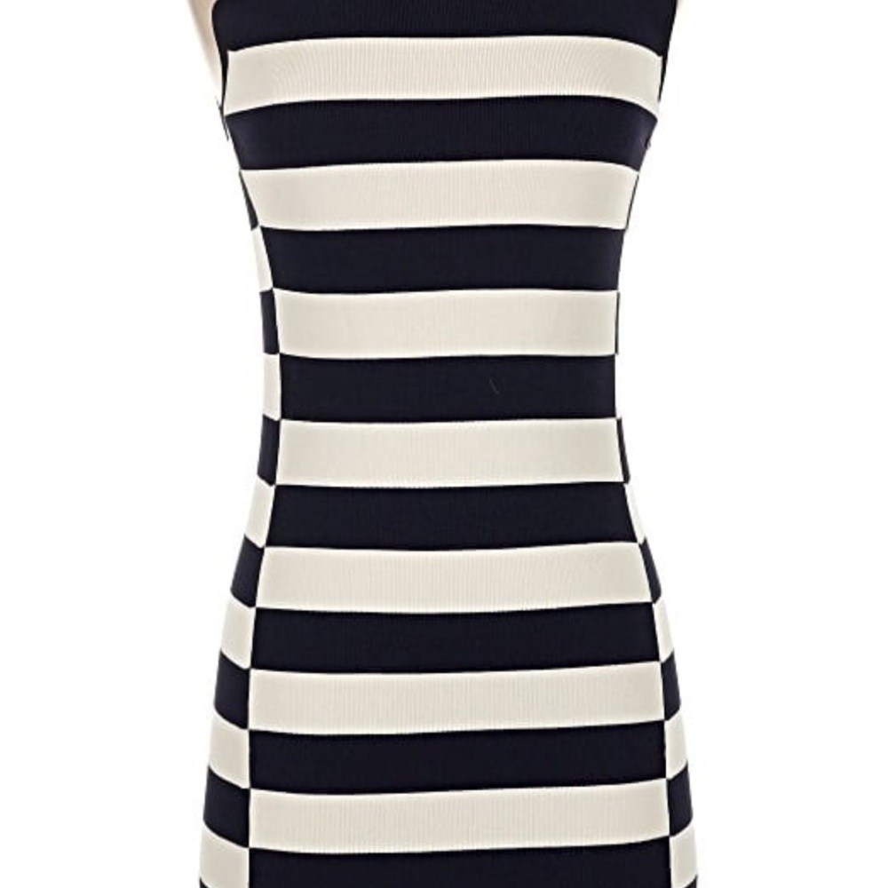 Theory Black and Cream Strapless Dress